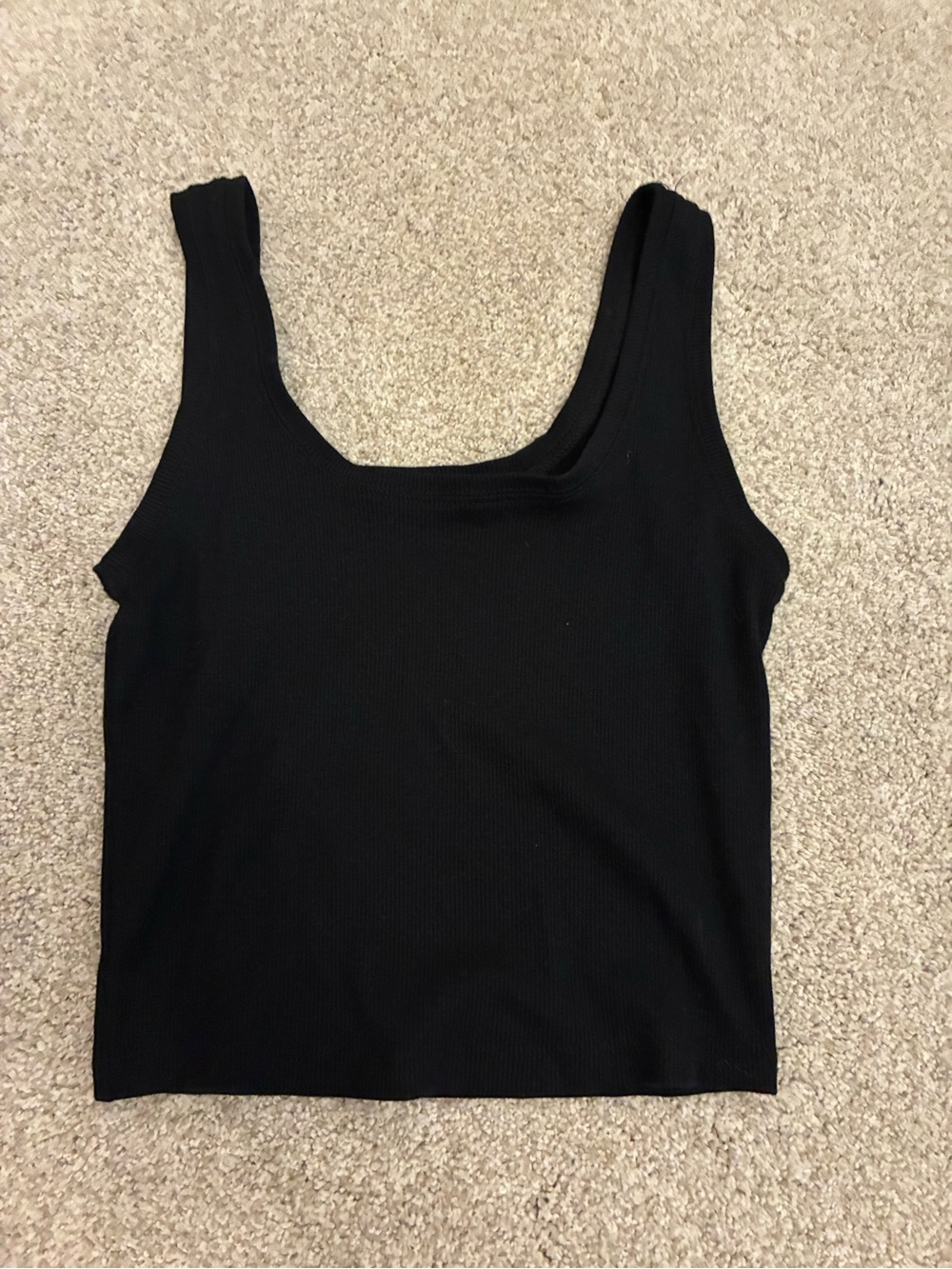 wild fable Black Ribbed Scoop Tank Top